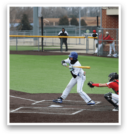A baseball player is swinging a bat at a ball during a game. AI generated content
