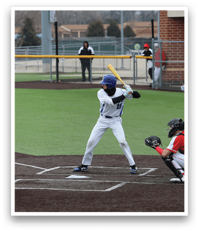 A baseball player is swinging a bat on a field. AI generated content