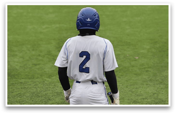 A baseball player wearing a blue and white uniform with the number 2 on the back. AI generated content