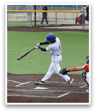A baseball player is swinging a bat at a ball during a game. AI generated content