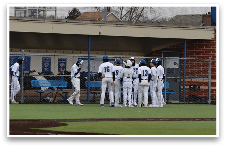 A group of baseball players are standing on a field, some of them wearing helmets. AI generated content