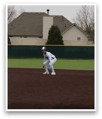 Two baseball players on a field, one is running towards the base while the other is standing in the outfield. AI generated content
