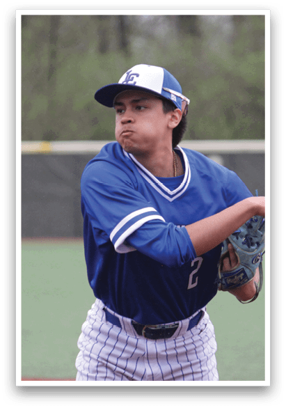 A baseball player in a blue and white uniform is pitching a ball. AI generated content
