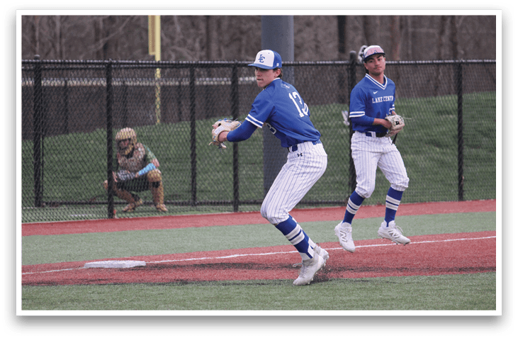 Two baseball players are on the field, one of them is holding a baseball bat and getting ready to swing. AI generated content