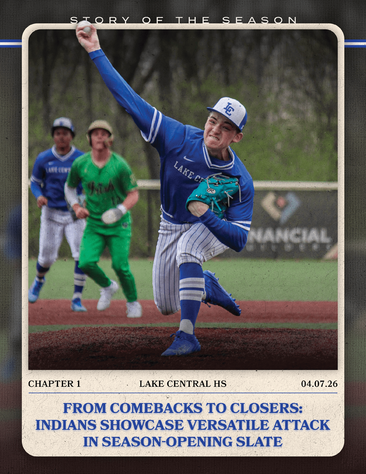 A baseball player in a blue uniform is pitching a ball. AI generated content