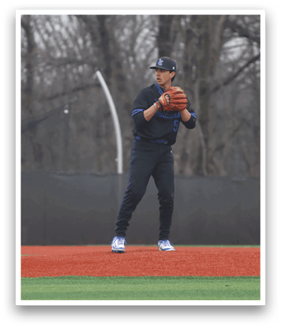 Two baseball players on the field, one of them is a pitcher wearing a black shirt and hat. AI generated content