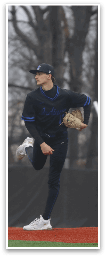 A baseball player in a black shirt and blue hat is pitching a ball. AI generated content