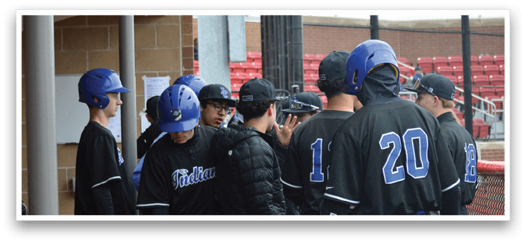 A group of baseball players wearing black jerseys and blue helmets are standing together on a field. AI generated content