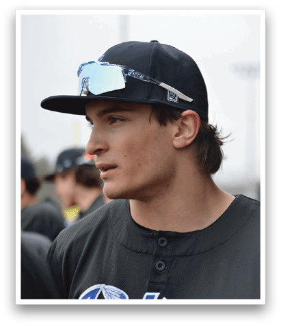 A baseball player wearing a black hat and sunglasses. AI generated content