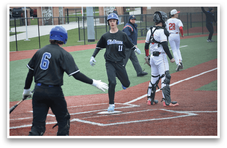 A baseball player wearing a blue helmet and black uniform is swinging a bat at a ball. AI generated content