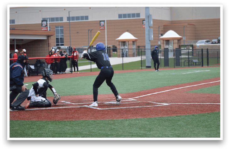 A baseball player in a blue helmet is swinging a bat at a ball. AI generated content