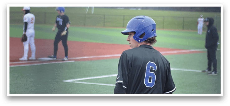 A baseball player wearing a blue helmet and a black jersey with the number 6 on it. AI generated content