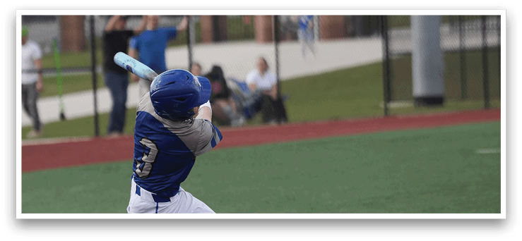 A baseball player in a blue helmet is swinging a bat at a ball. AI generated content