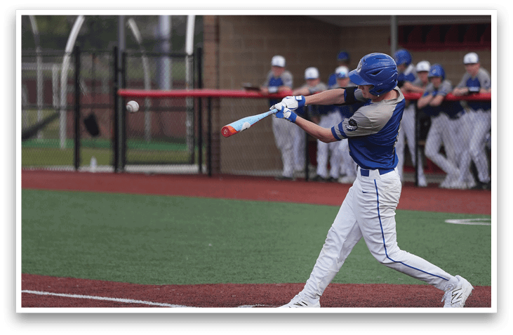A baseball player is swinging a bat at a ball on a field. AI generated content