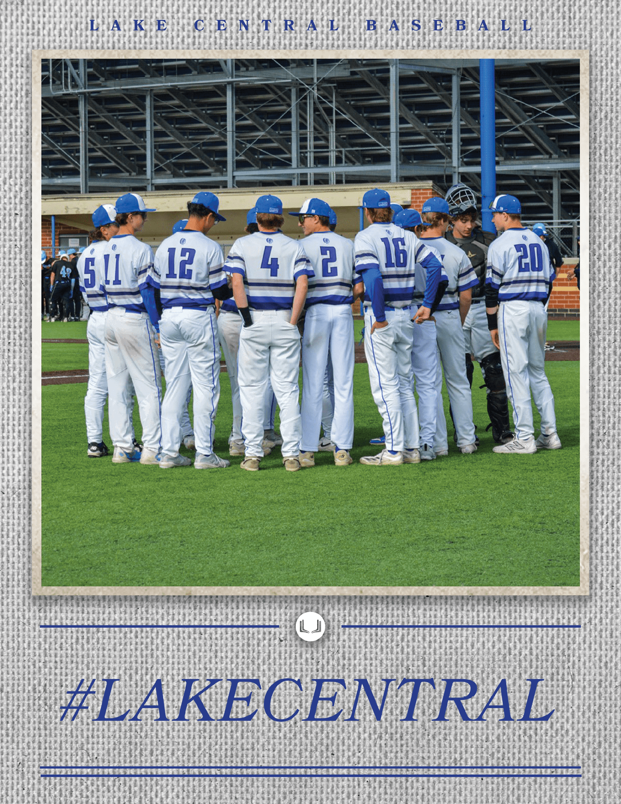 Baseball players in blue and white uniforms. Description generated by AI