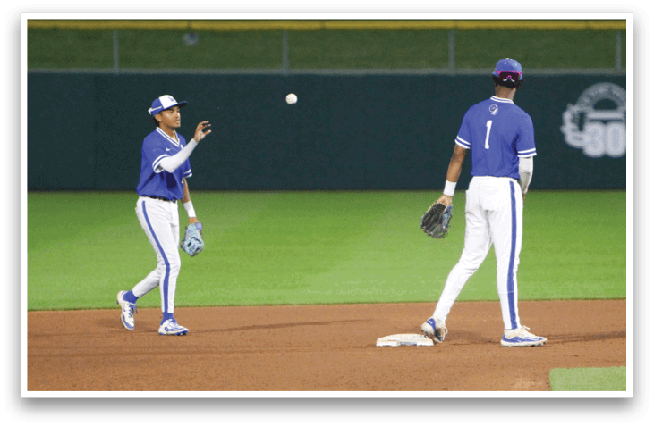A baseball player running on the field. Description generated by AI