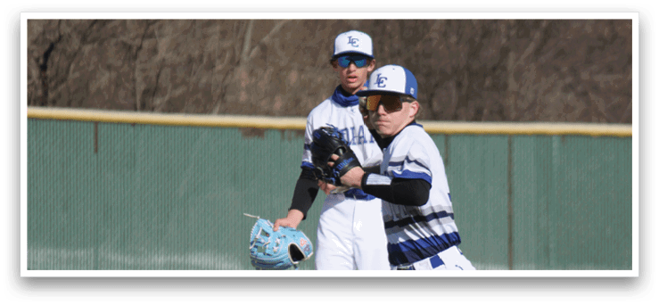 Two baseball players are on the field, one holding a baseball bat and the other holding a baseball glove. AI generated content