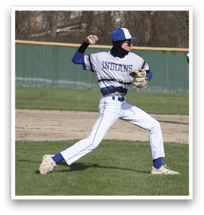 A baseball player in a white and blue uniform is in the process of catching a ball. AI generated content