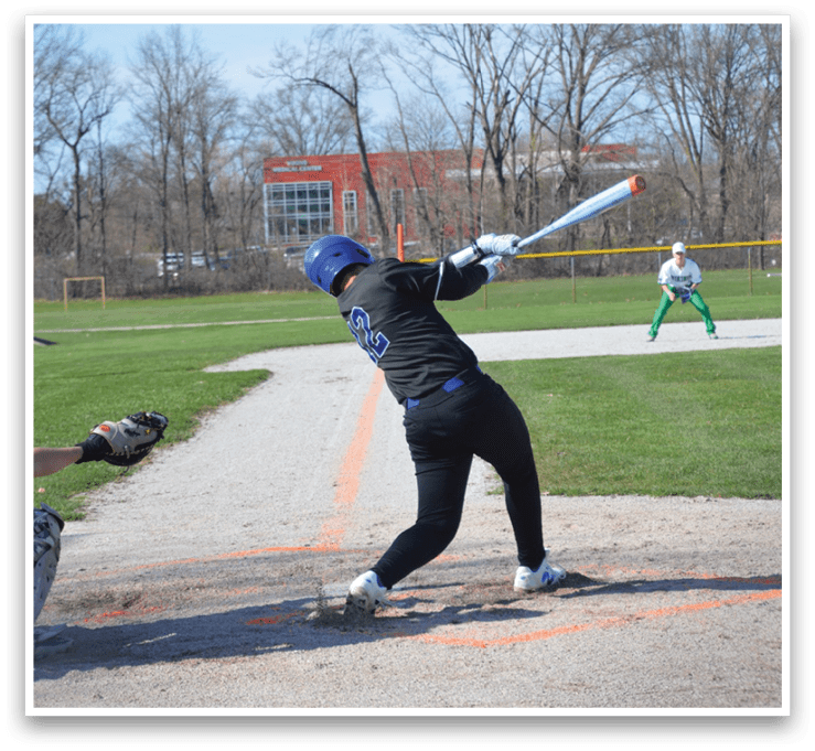 A baseball player in a black shirt and blue helmet is swinging a bat at a ball. AI generated content