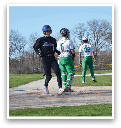 Three people are playing baseball on a field. One person is running towards home plate, while another person is holding a baseball bat. The third person is wearing a baseball glove, ready to catch the ball. AI generated content