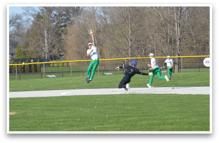 A baseball game is taking place in a park. A player is throwing a ball, while another player is trying to catch it. The catcher is wearing a baseball glove. AI generated content