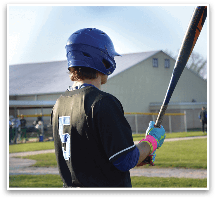 A baseball player wearing a blue helmet and holding a bat. AI generated content