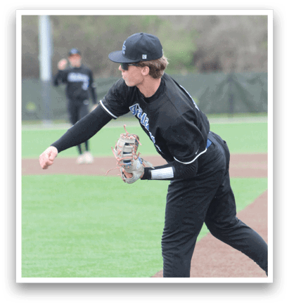 A baseball player in a black shirt and black pants is throwing a baseball. AI generated content