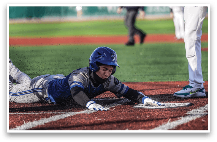 A baseball player is sliding into home plate, while the catcher is trying to tag him out. AI generated content