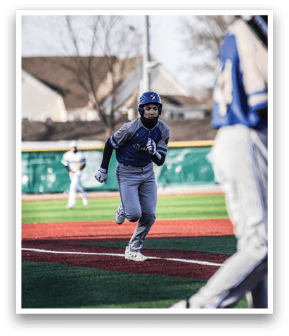 A baseball player is running towards home plate while another player is watching. AI generated content