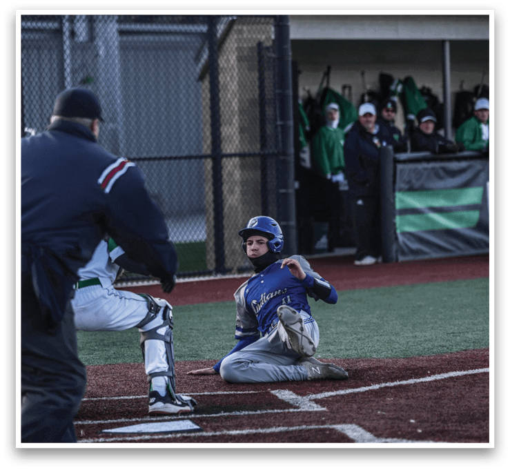 A baseball player is sliding into home plate, while the catcher is trying to tag him out. AI generated content