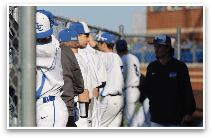 Baseball players in uniforms standing in a line. AI generated content