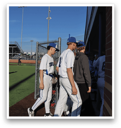 Baseball players walking on a field. AI generated content