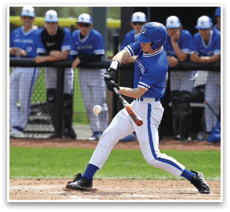 A baseball player is swinging a bat, hitting a ball. AI generated content