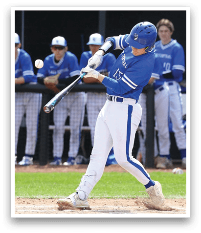 A baseball player is swinging a bat at a ball, while a group of players watch from the dugout. AI generated content