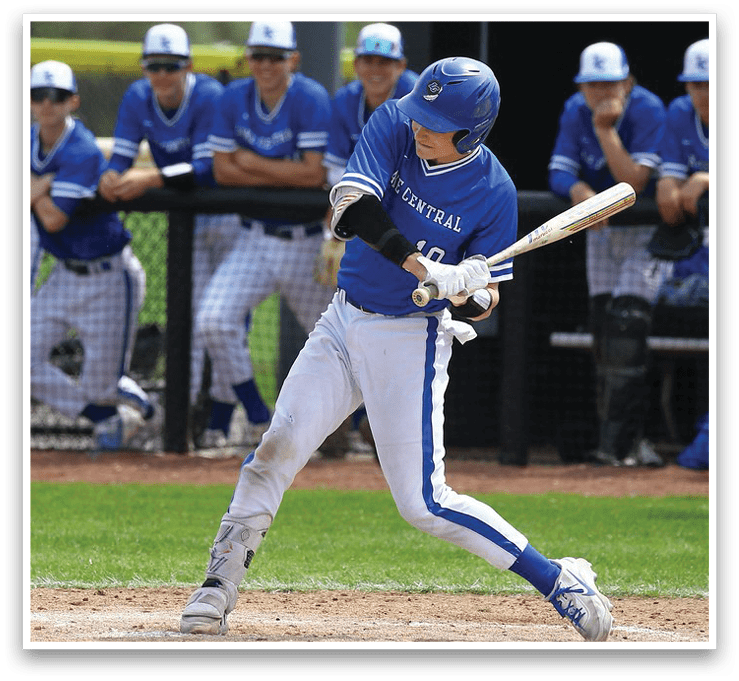 A baseball player is swinging a bat at a ball. AI generated content