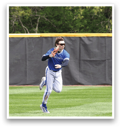 A baseball player in a blue uniform is running towards a base, holding a baseball bat. AI generated content
