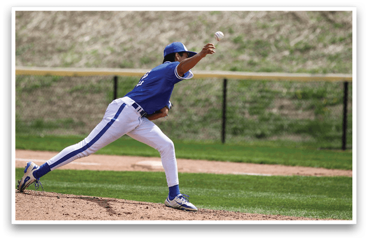A baseball player in a blue uniform is throwing a ball. AI generated content
