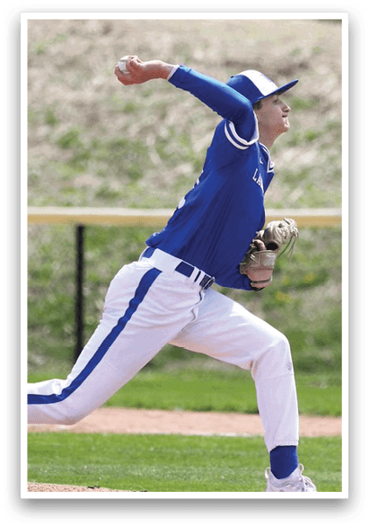 A baseball player in a blue uniform is pitching a ball on a field. AI generated content