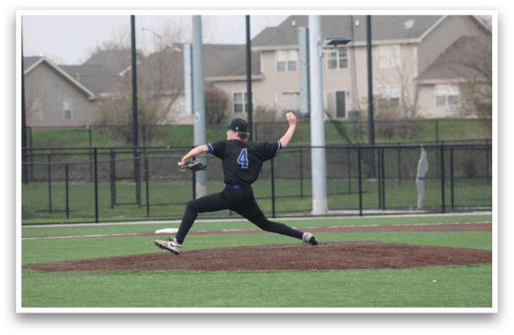 A baseball player in a black shirt and black pants is pitching a ball on a field. AI generated content