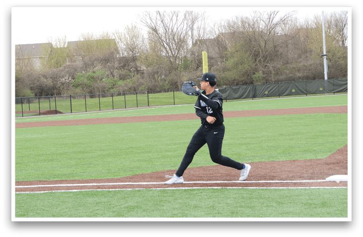 A baseball player is running towards home plate. AI generated content