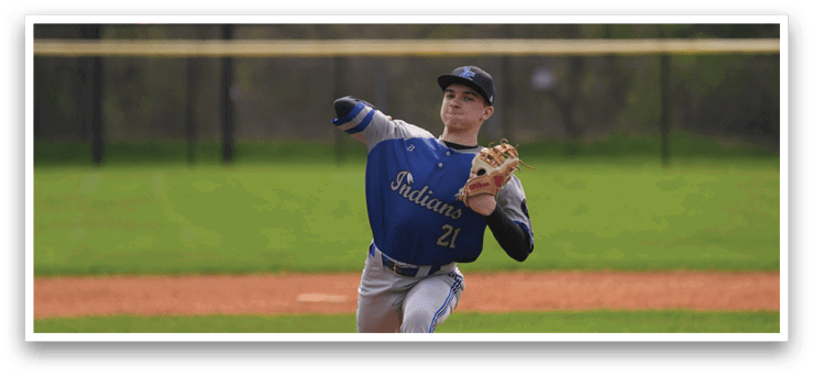 A baseball player in a blue shirt and grey pants is pitching a ball on a field. AI generated content