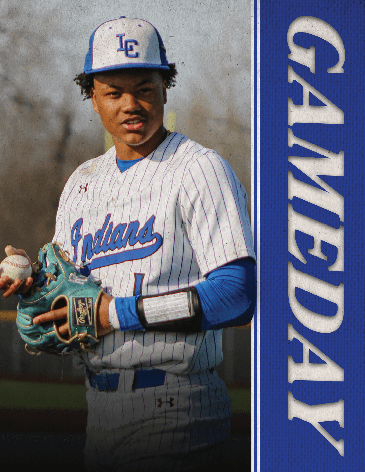 A baseball player wearing a blue and white uniform and a blue hat. AI generated content