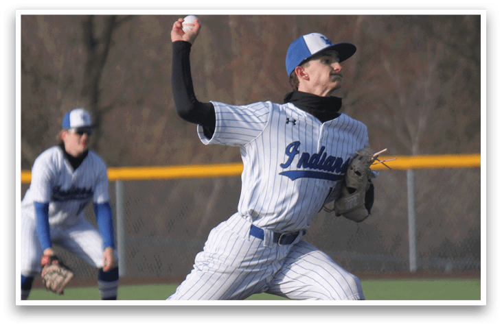 A baseball player in a white and blue uniform is throwing a ball. AI generated content