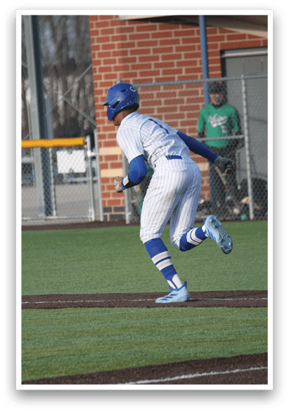 A baseball player is running on the field. AI generated content