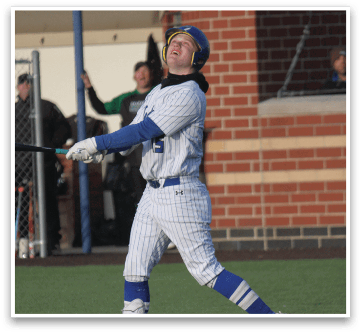 A baseball player is swinging a bat on a field. AI generated content