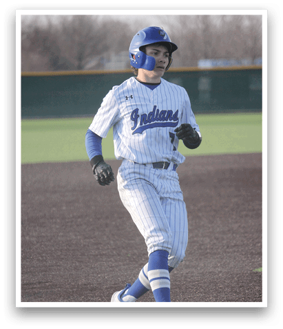 A baseball player is running on the field wearing a blue helmet. AI generated content