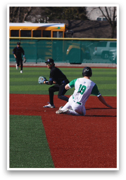 A baseball player slides into home plate, while another player attempts to catch the ball. AI generated content