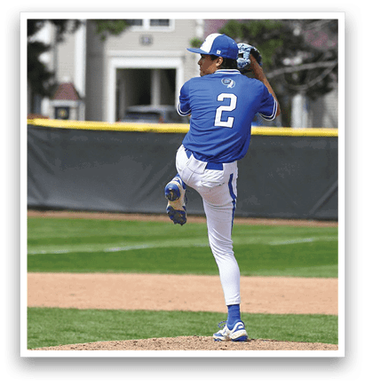 A baseball player in a blue uniform is on the mound, preparing to throw the ball. AI generated content