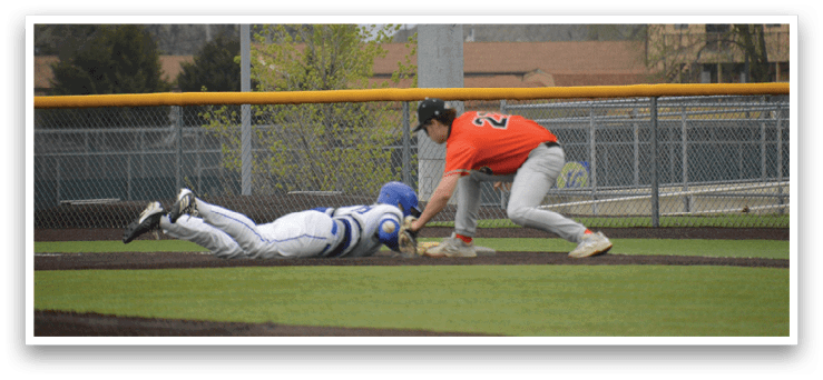 A baseball player slides into home plate while another player tries to catch the ball. AI generated content