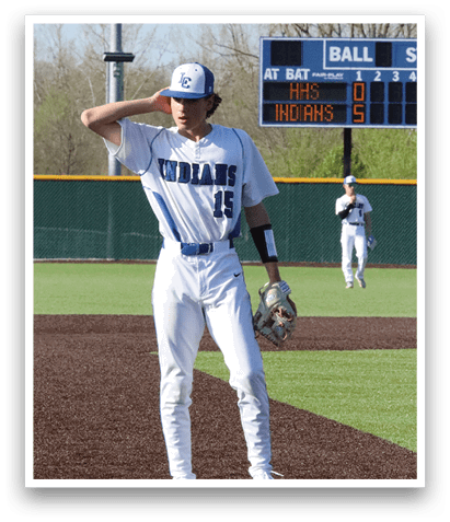 A baseball player in a white uniform is standing on the field, holding a baseball glove. AI generated content